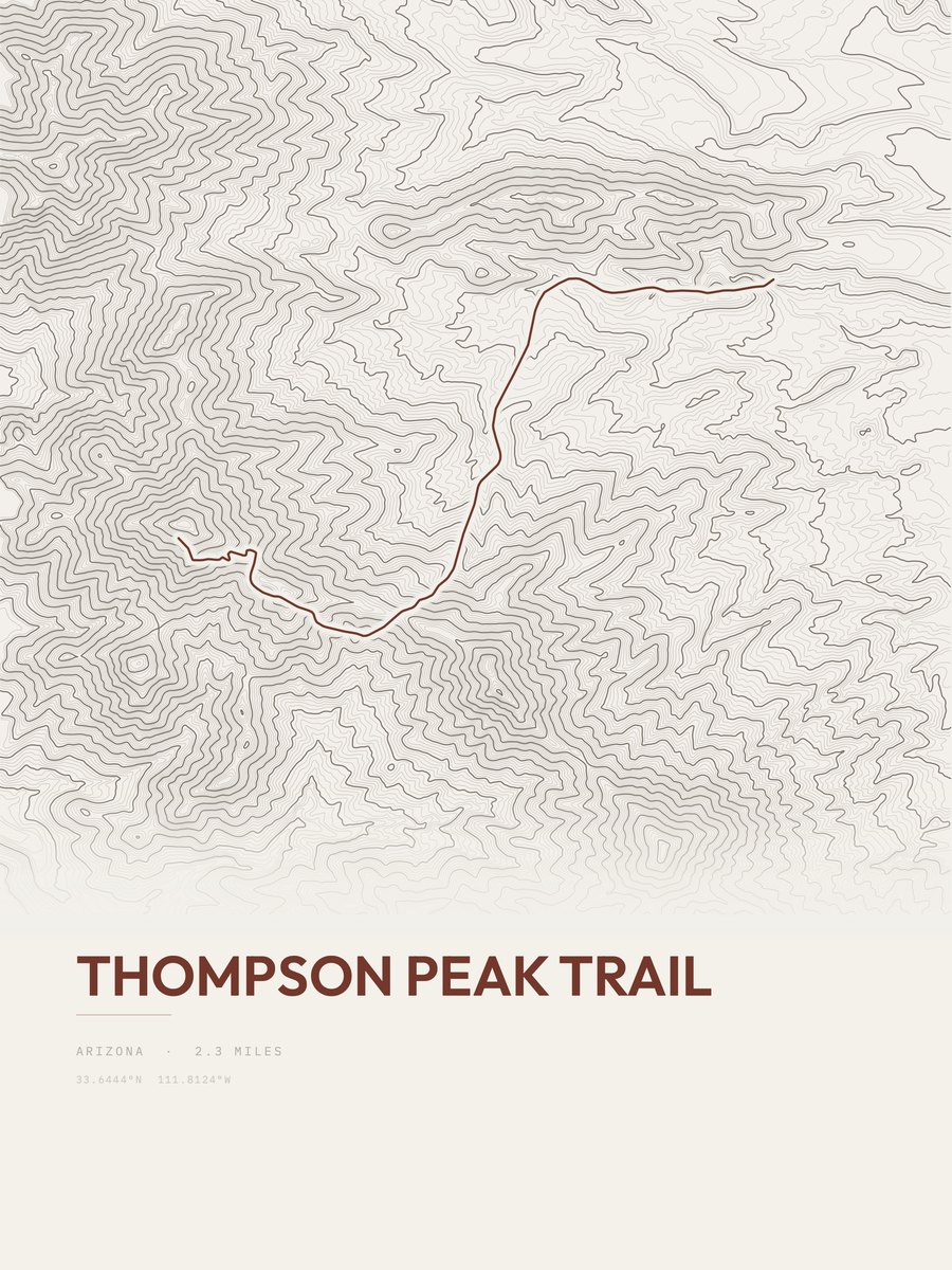 Thompson Peak Trail topographic trail print