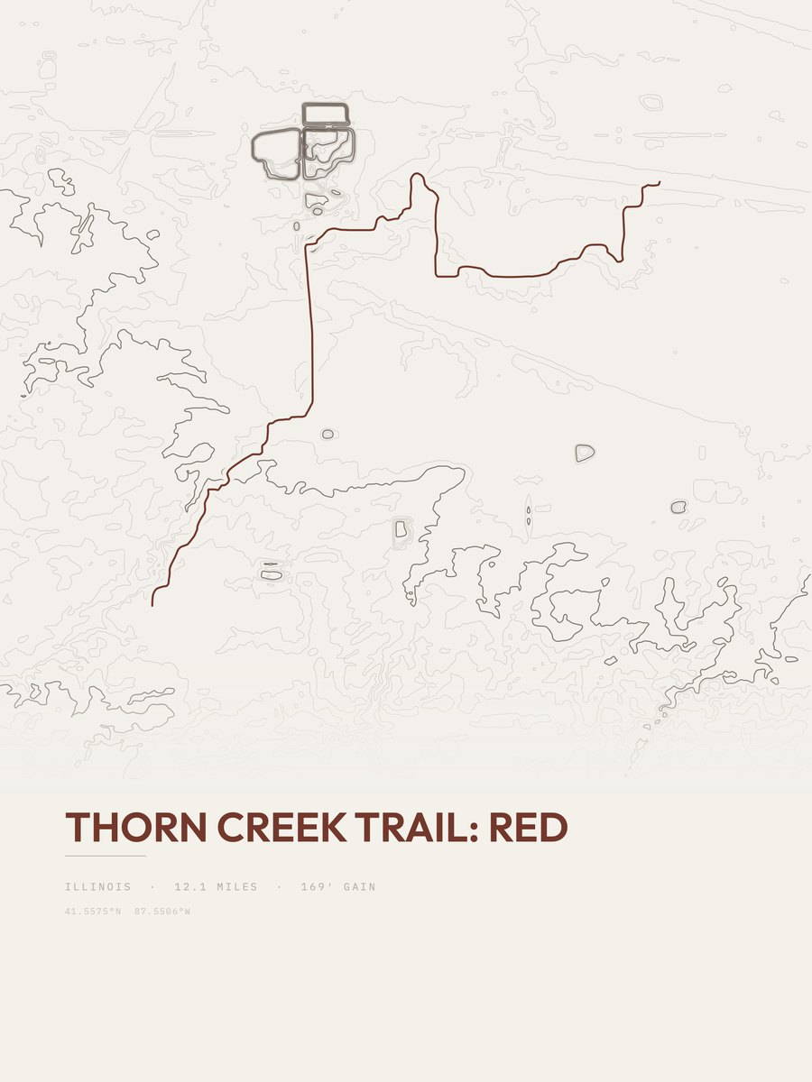 Thorn Creek Trail topographic trail print