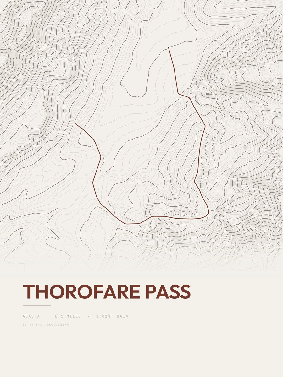 Thorofare Pass topographic trail print
