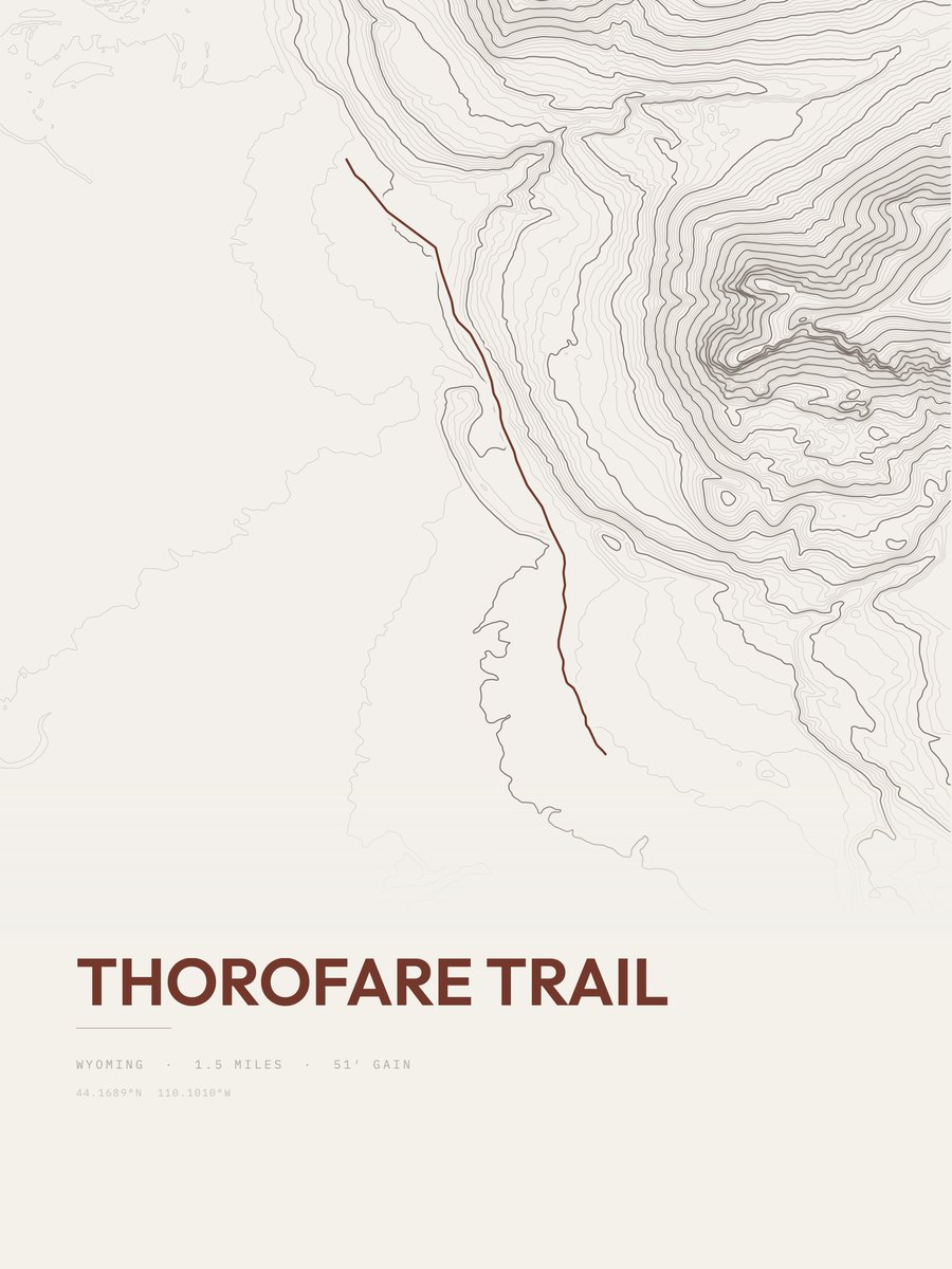 Thorofare Trail topographic trail print