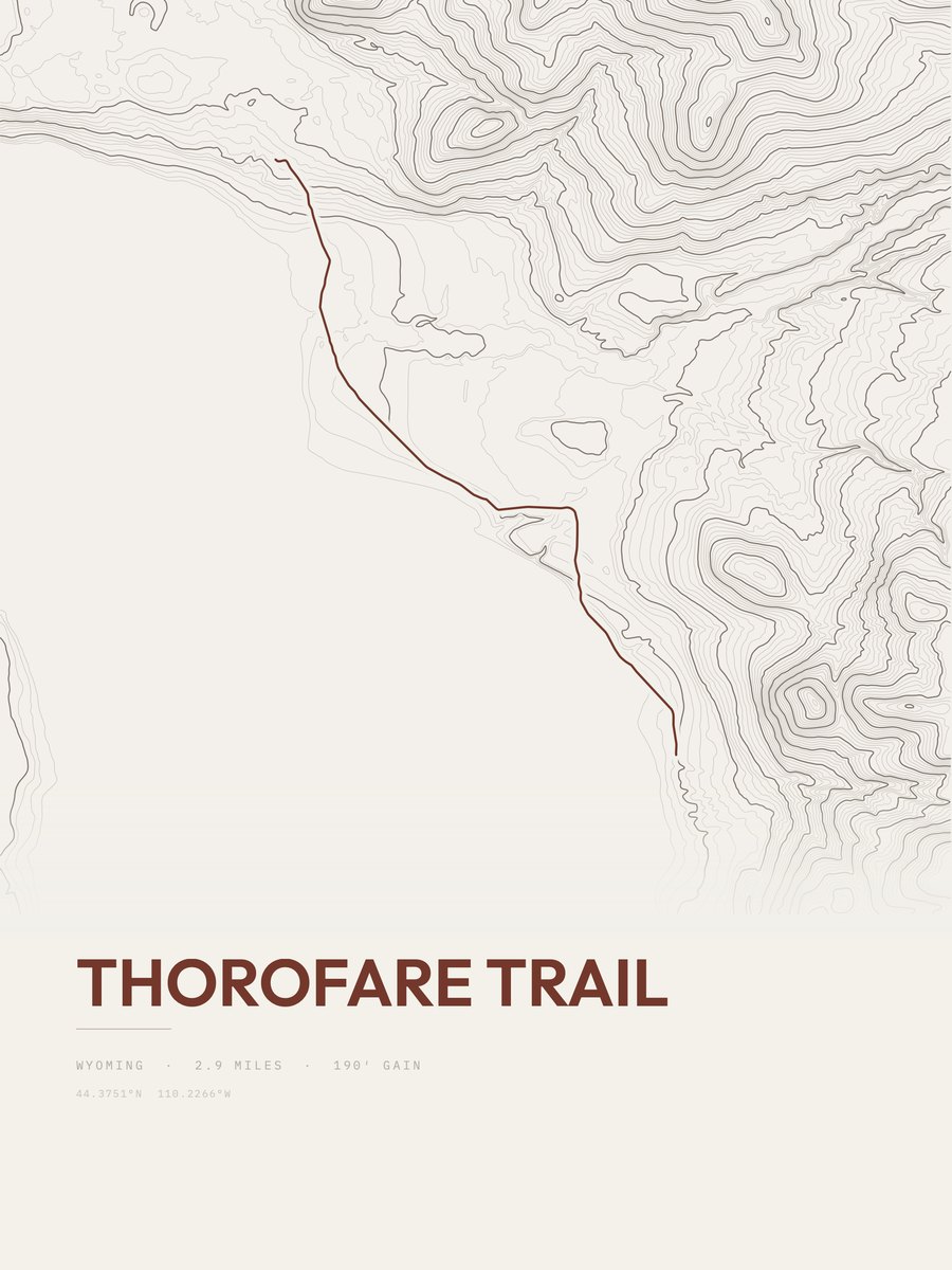 Thorofare Trail topographic trail print