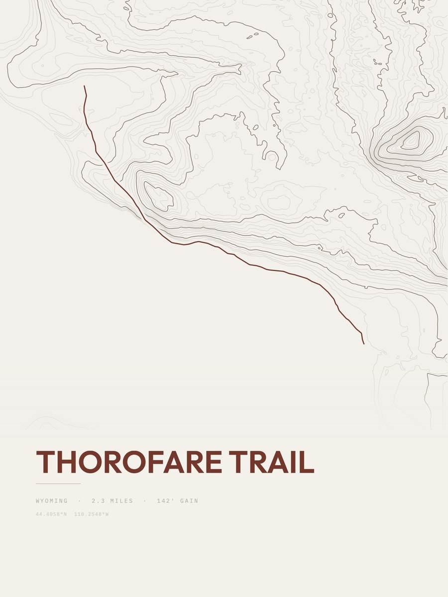 Thorofare Trail topographic trail print