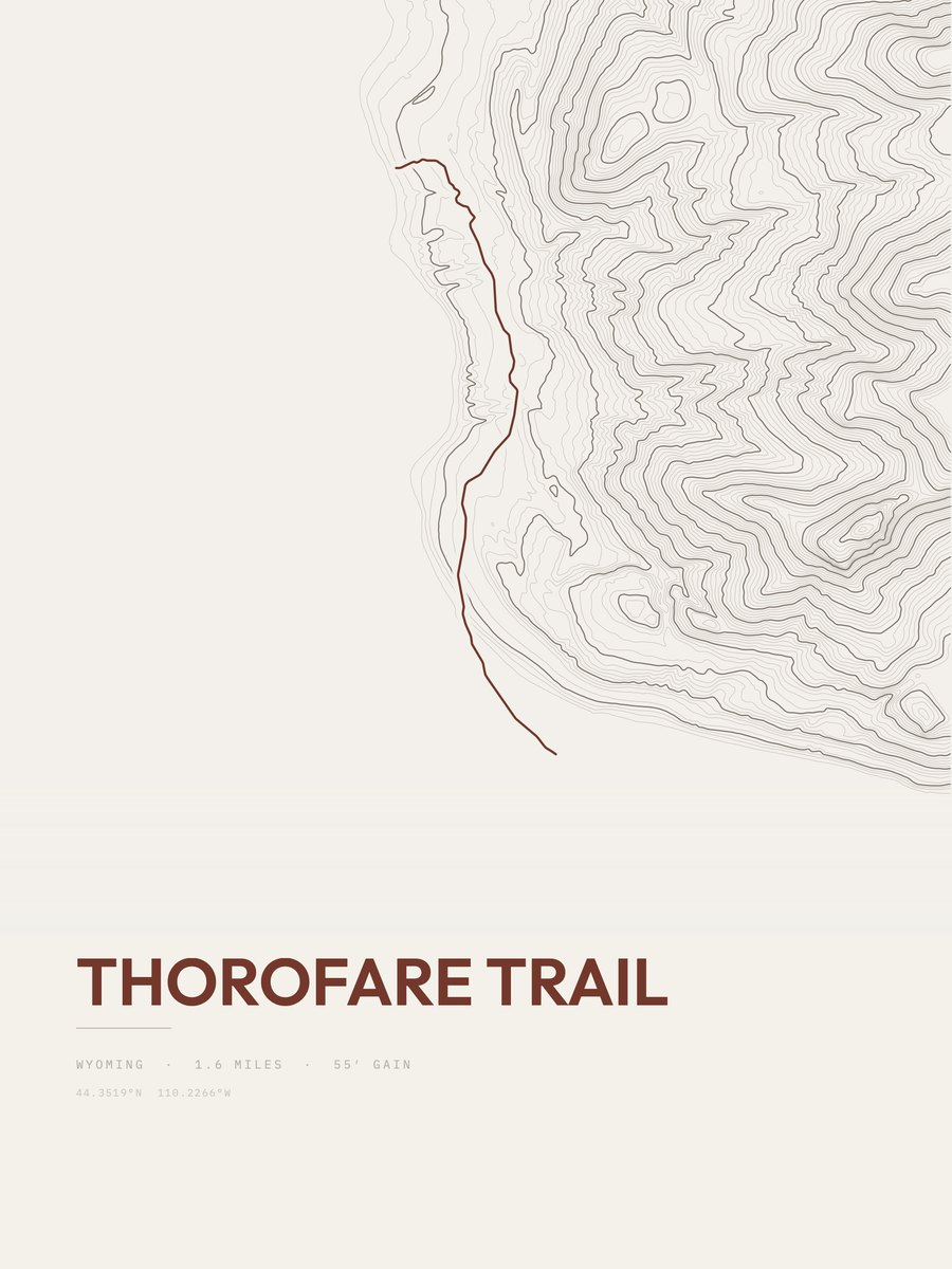 Thorofare Trail topographic trail print