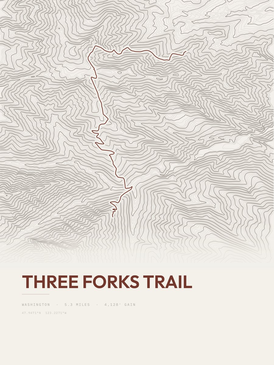 Three Forks Trail Topographic print