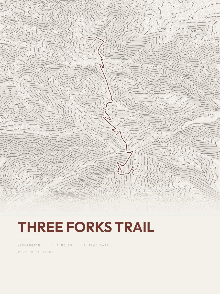 Three Forks Trail Topographic print