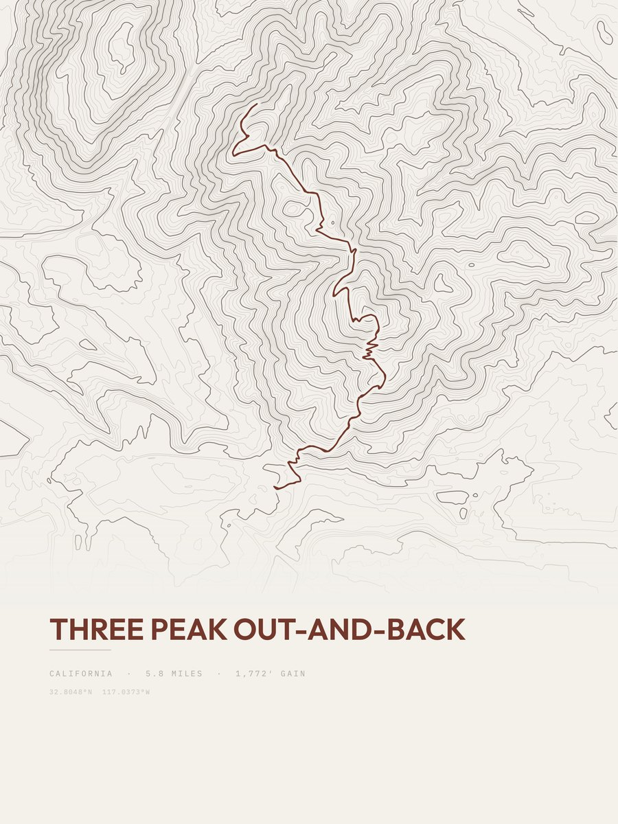 Three Peak Topographic print