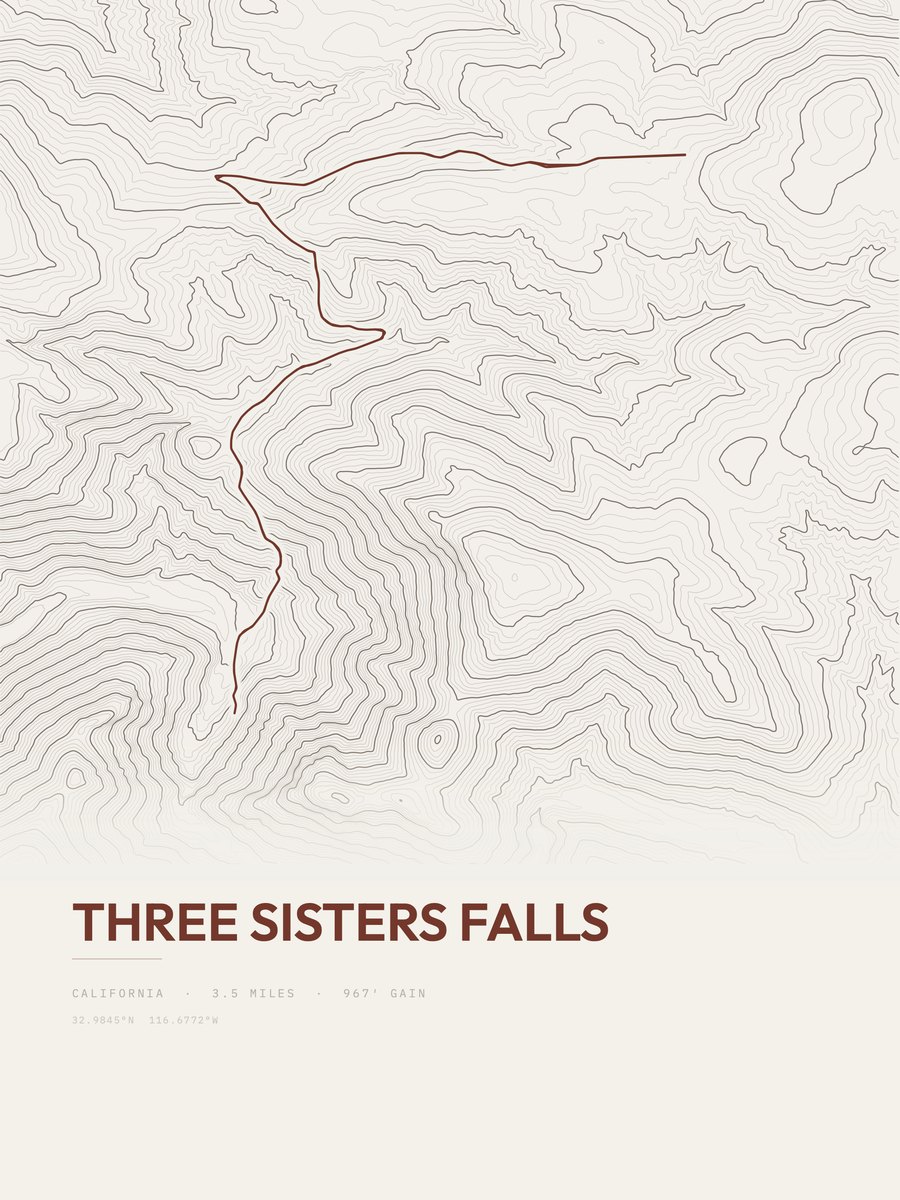 Three Sisters Falls Topographic print