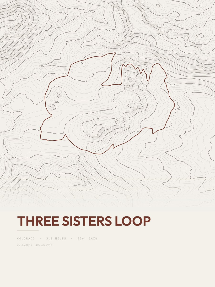 Three Sisters Loop topographic trail print