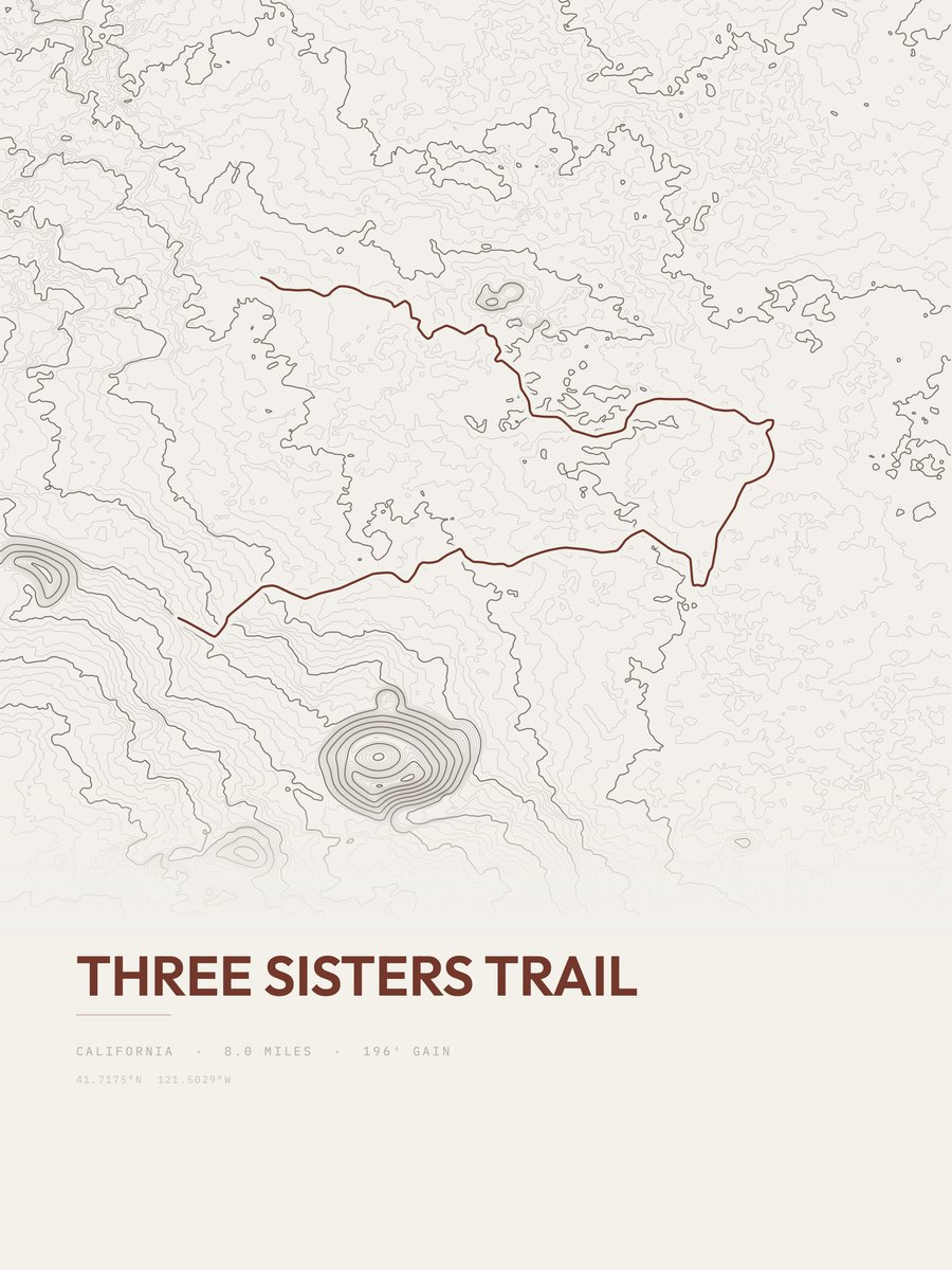 Three Sisters Trail Topographic print