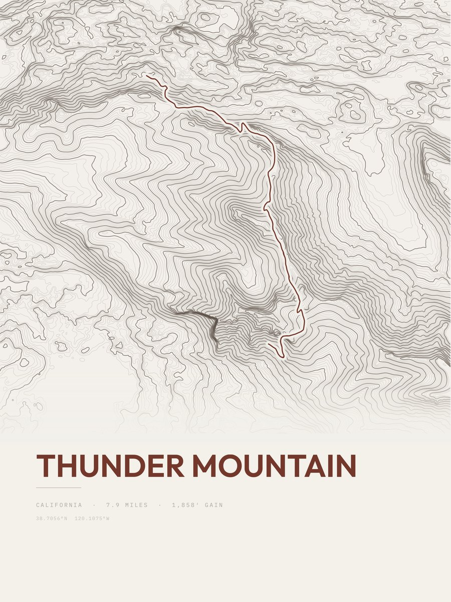Thunder Mountain Topographic print