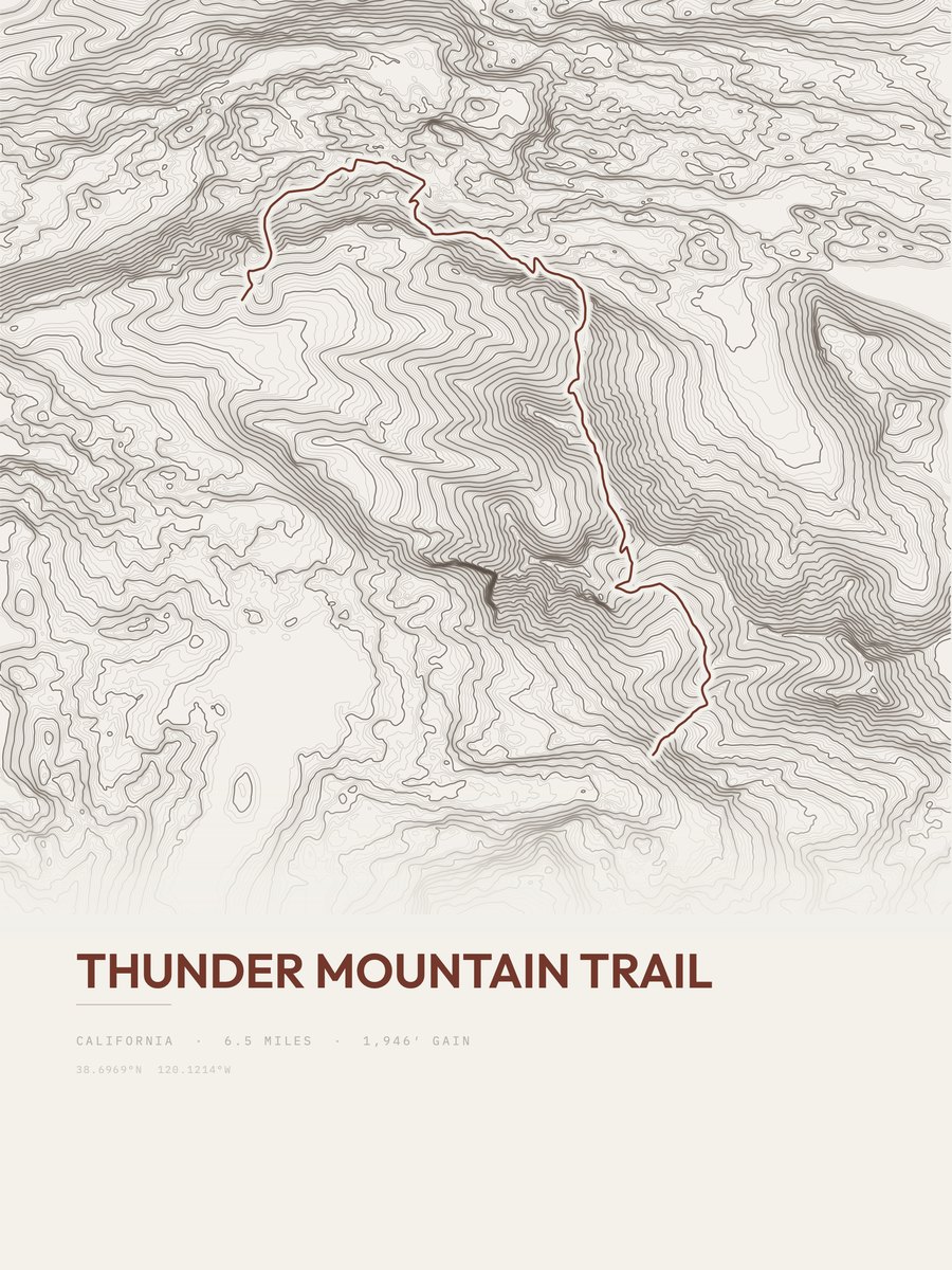 Thunder Mountain Trail Topographic print