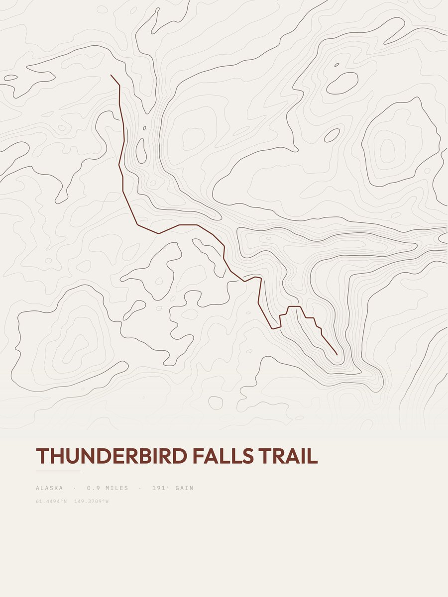 Thunderbird Falls Trail Topographic print
