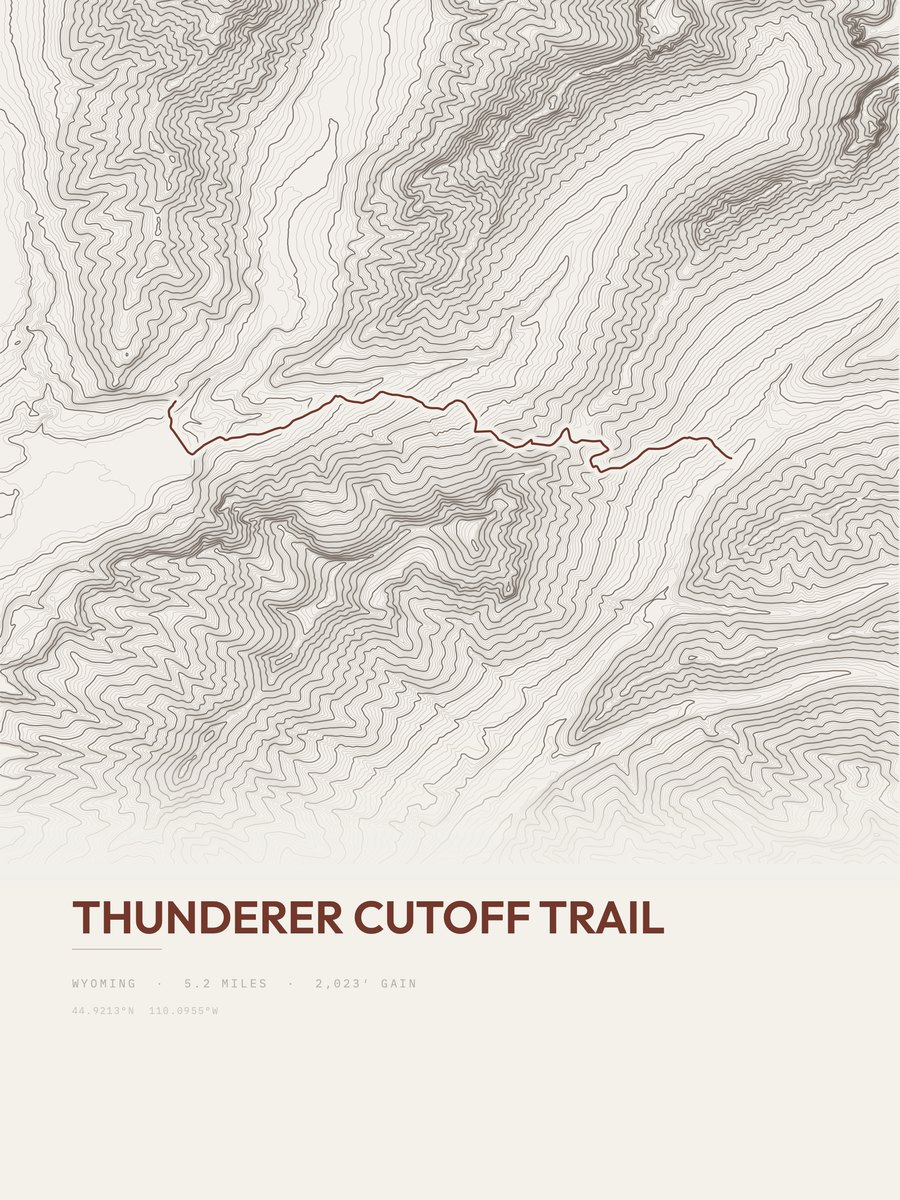 Thunderer Cutoff Trail topographic trail print
