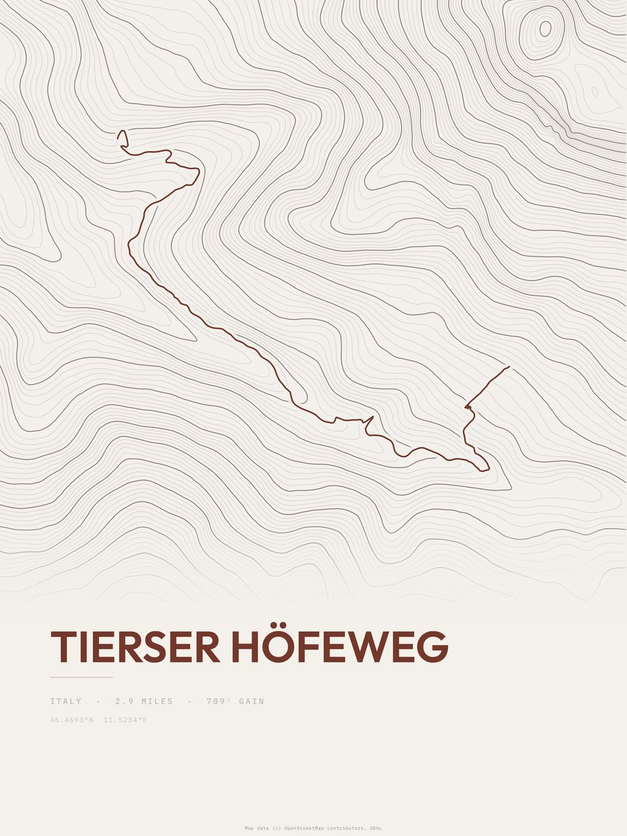 Tierser Höfeweg Topographic print