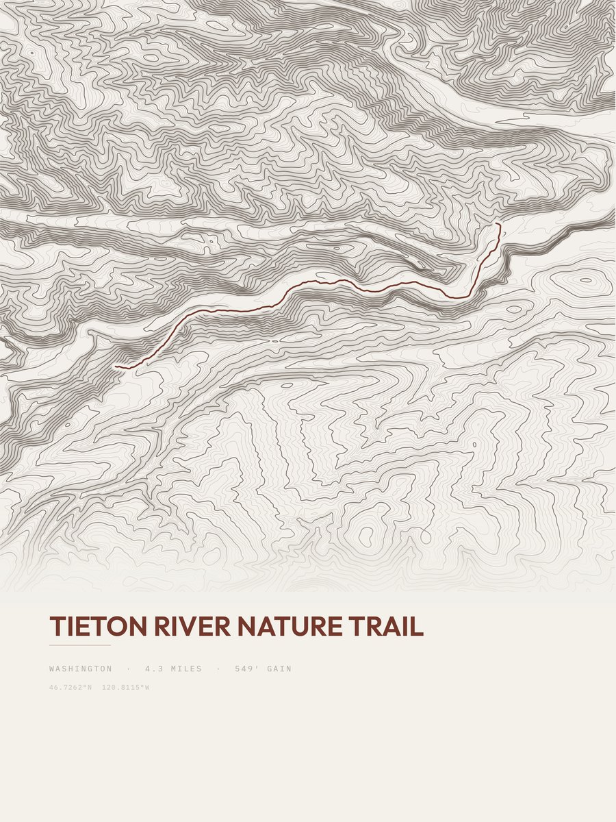 Tieton River Nature Trail Topographic print