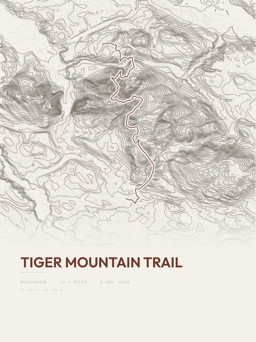 Tiger Mountain Trail Topographic print