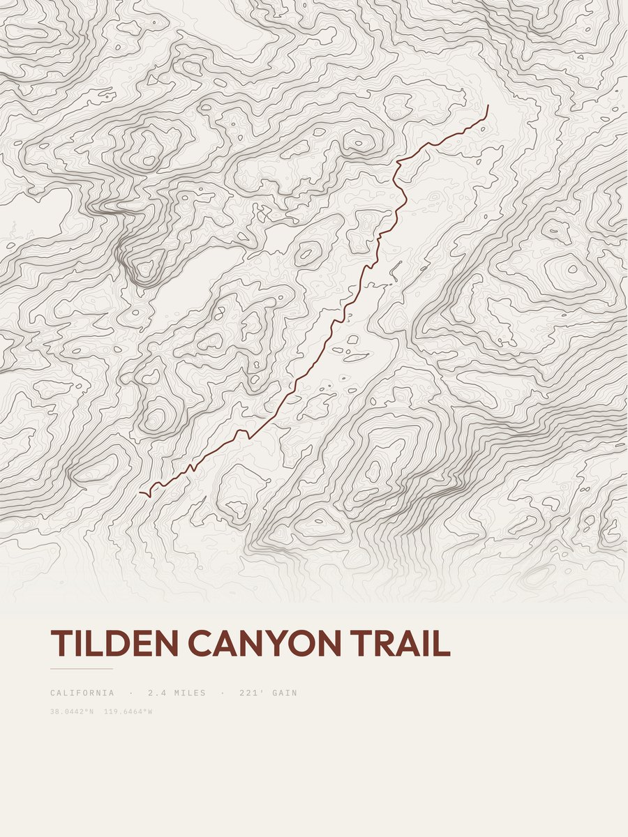 Tilden Canyon Trail topographic trail print