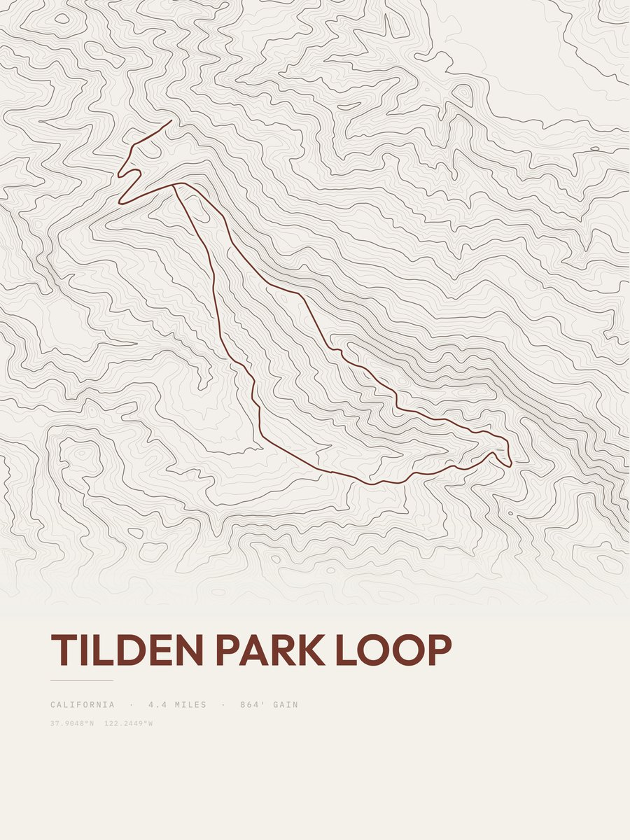 Tilden Park Loop Topographic print