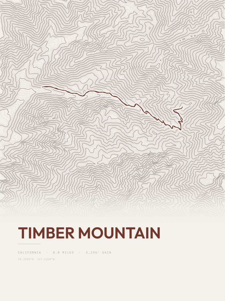 Timber Mountain topographic trail print