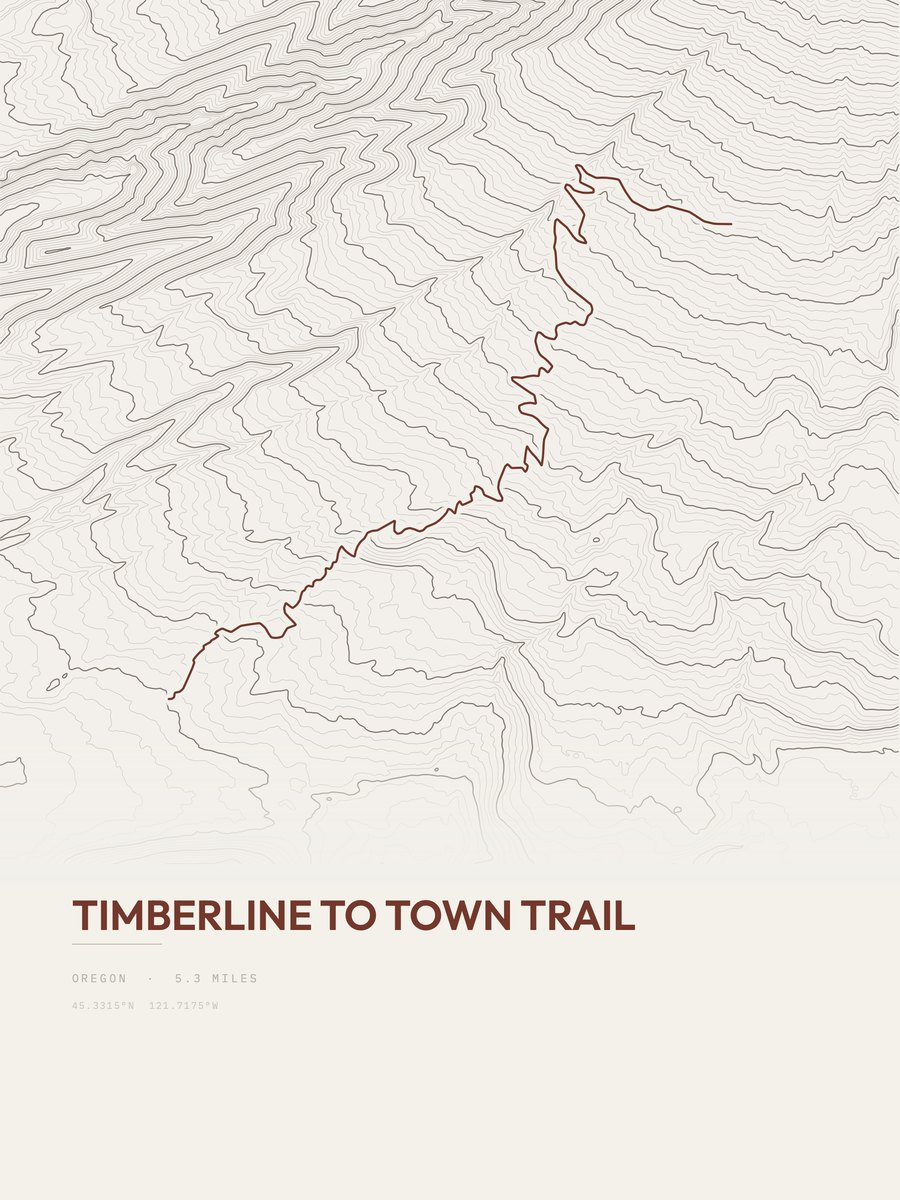 Timberline to Town Trail topographic trail print