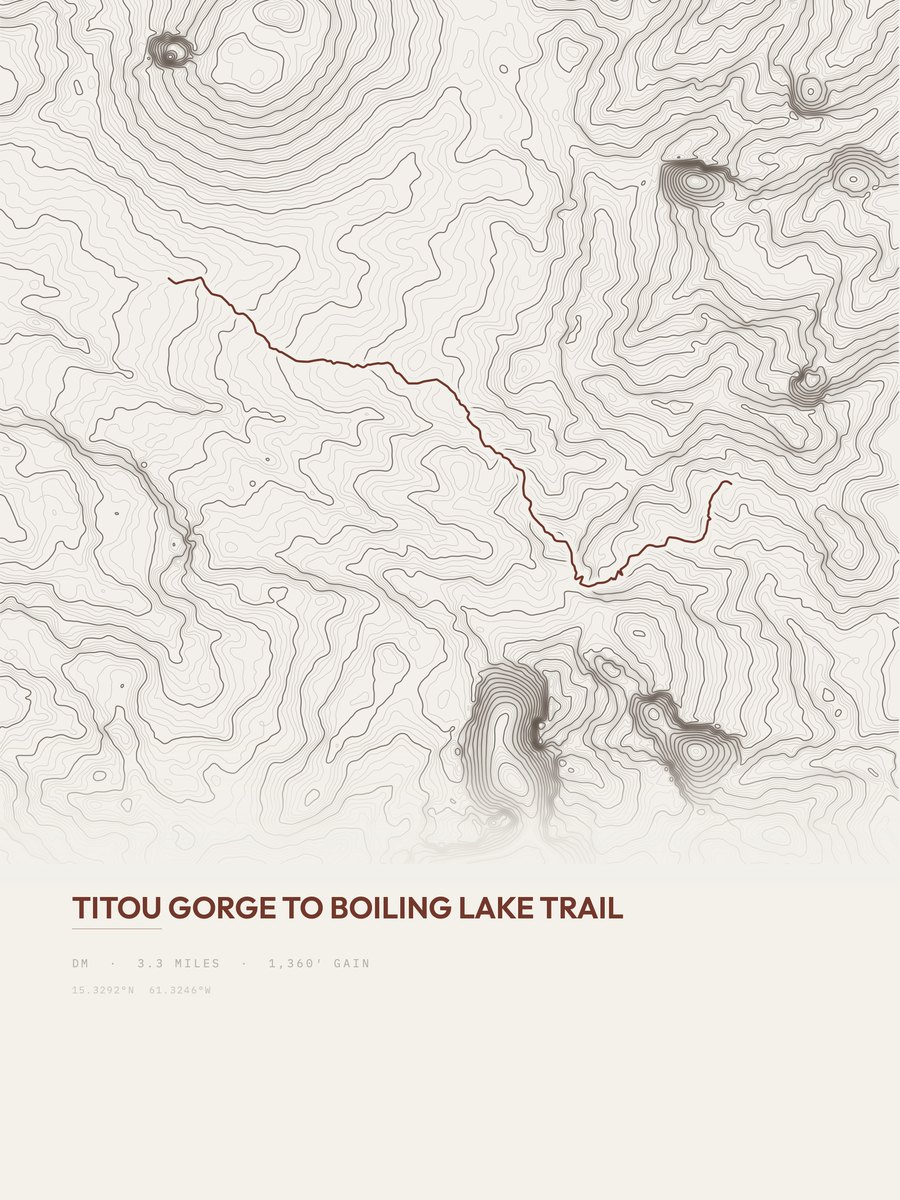 Boiling Lake Trail Topographic print