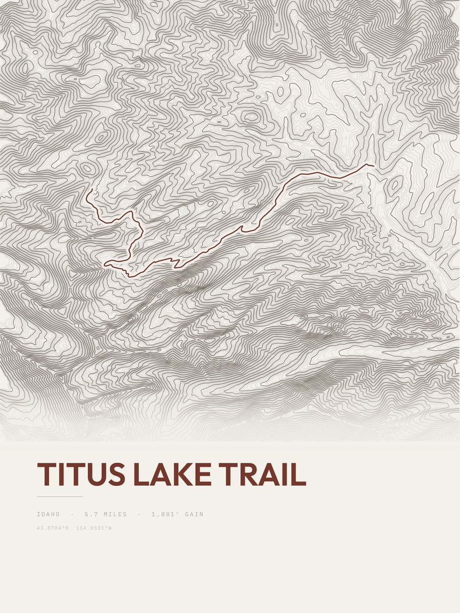 Titus Lake Trail Topographic print