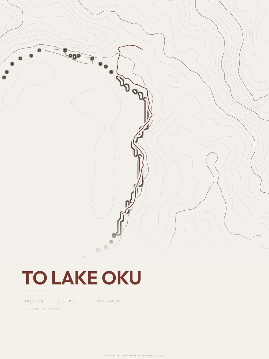 To Lake Oku Topographic print