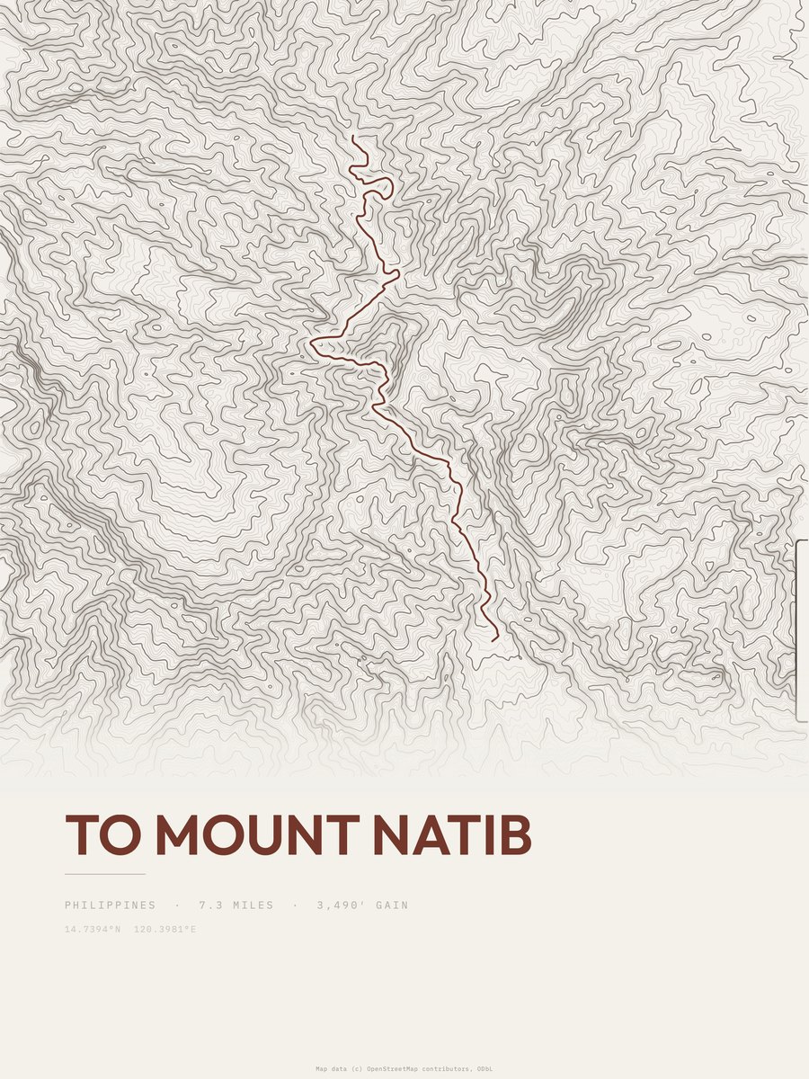 To Mount Natib topographic trail print