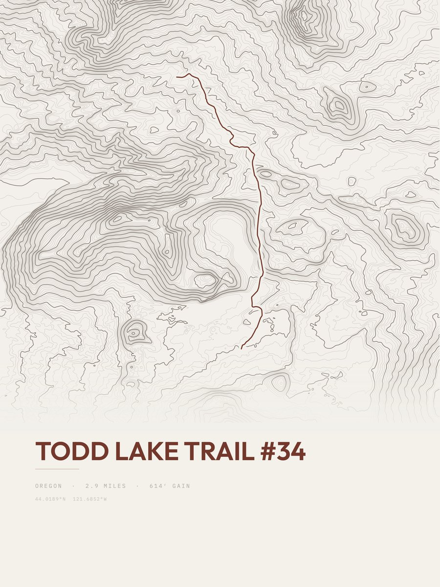 Todd Lake Trail topographic trail print