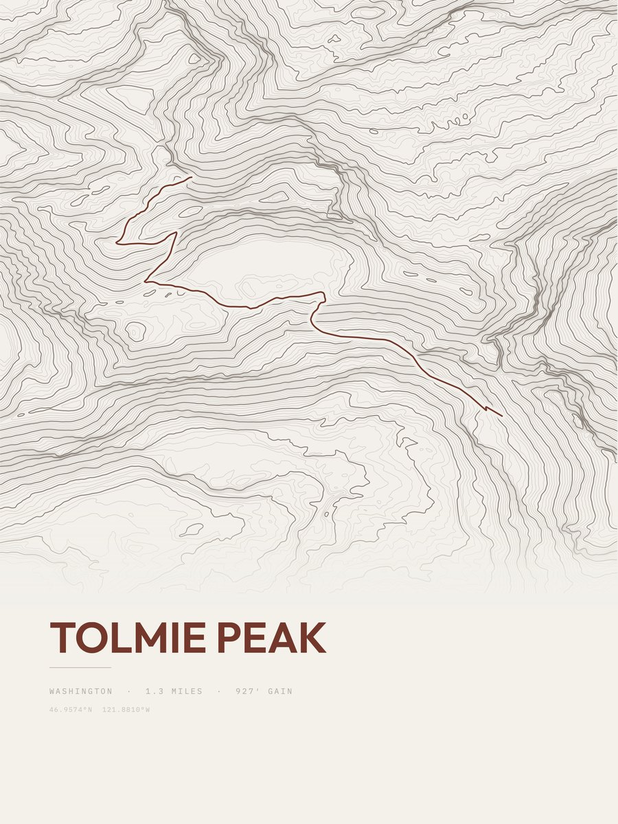 Tolmie Peak topographic trail print