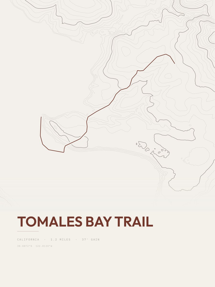 Tomales Bay Trail Topographic print