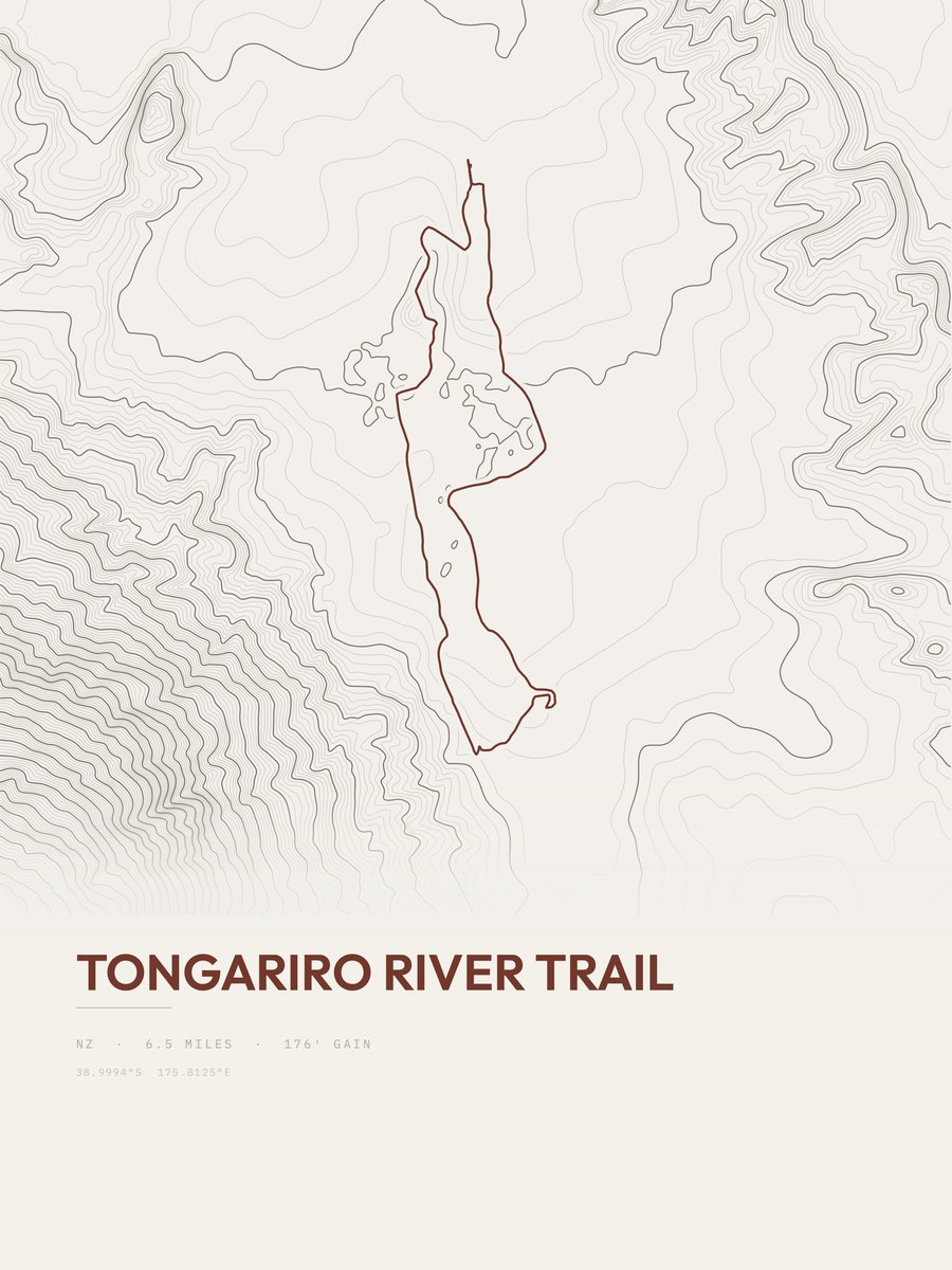 Tongariro River Trail Topographic print