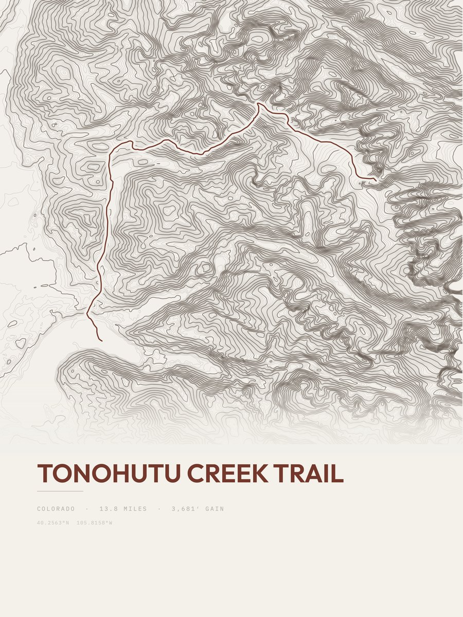 Tonohutu Creek Trail topographic trail print