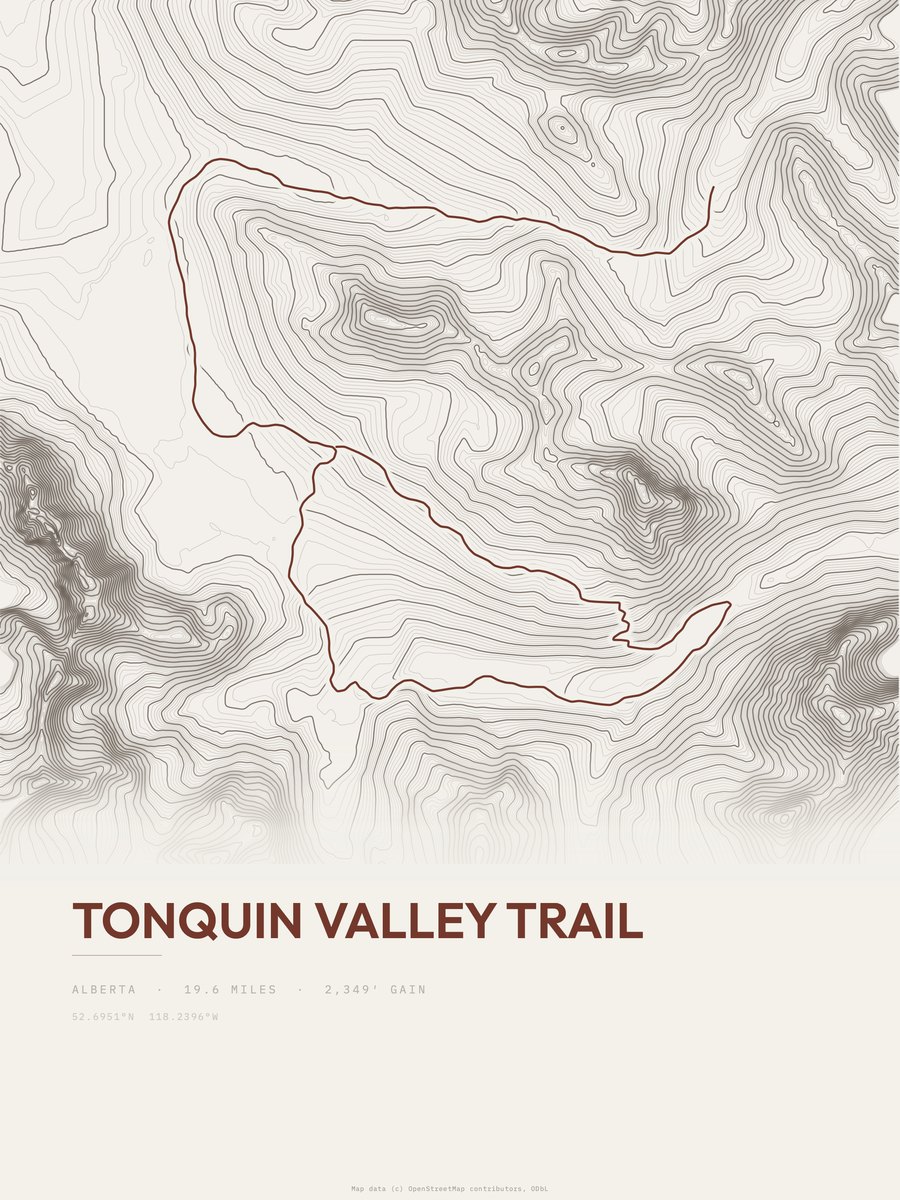 Tonquin Valley trail topographic trail print