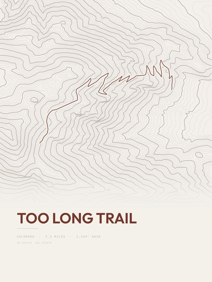 Too Long Trail topographic trail print