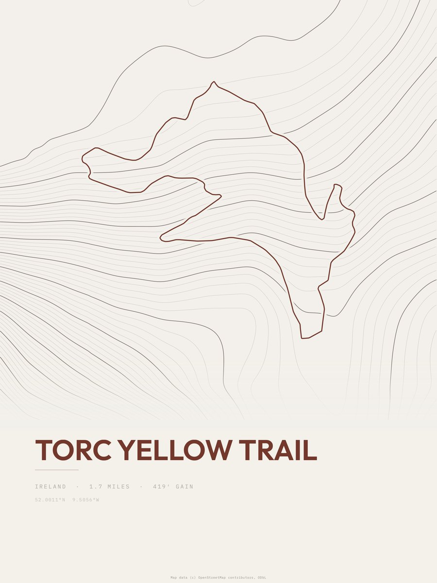 Torc Yellow Trail topographic trail print