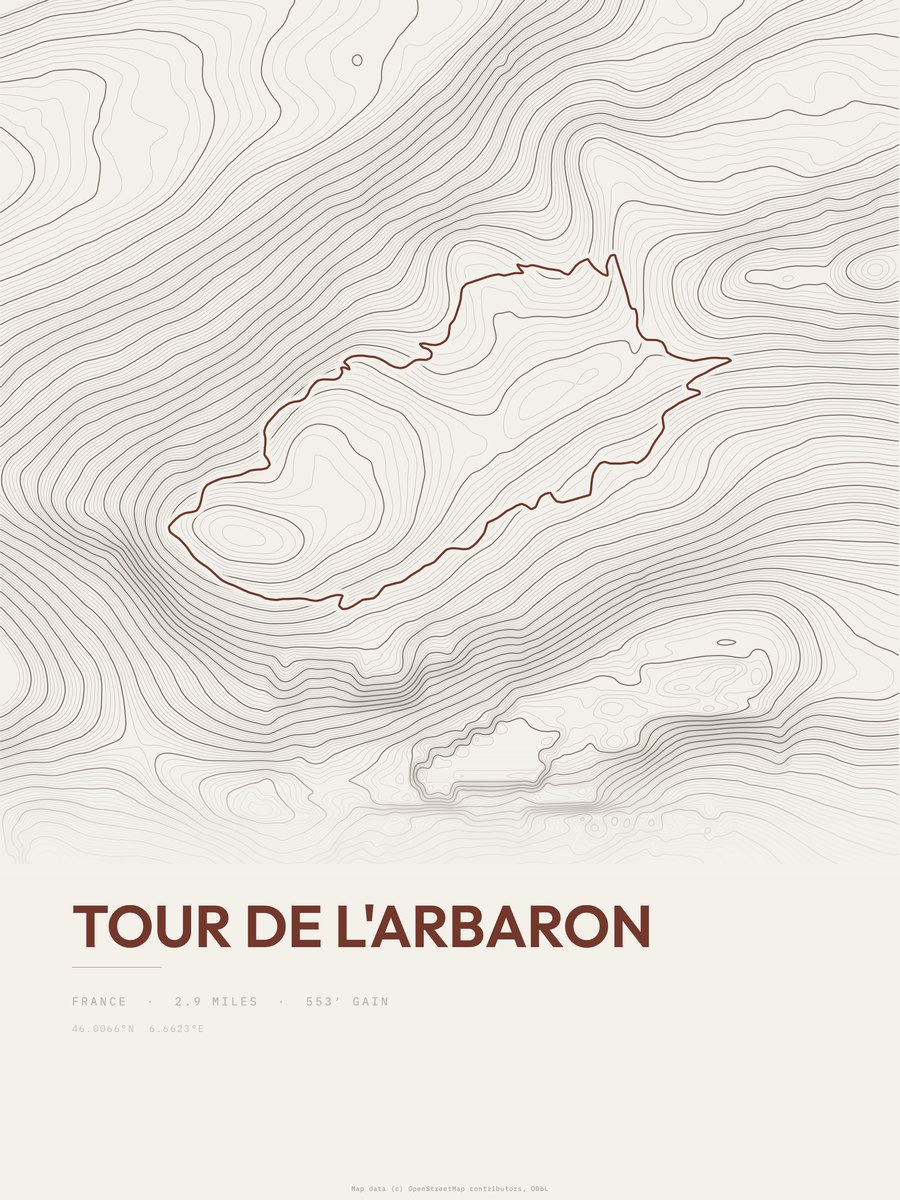 Tour de l'Arbaron Topographic print