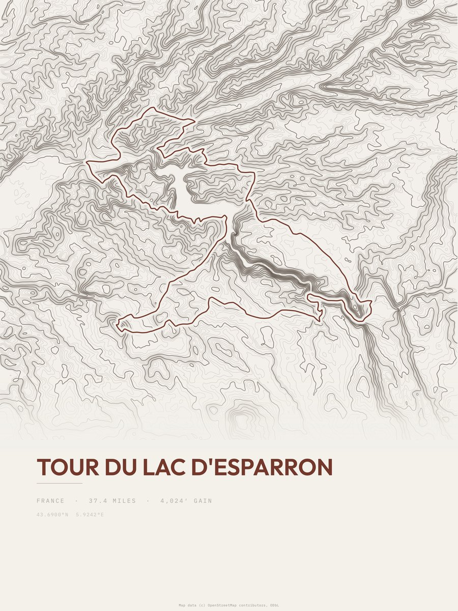 Tour du lac d'Esparron Topographic print