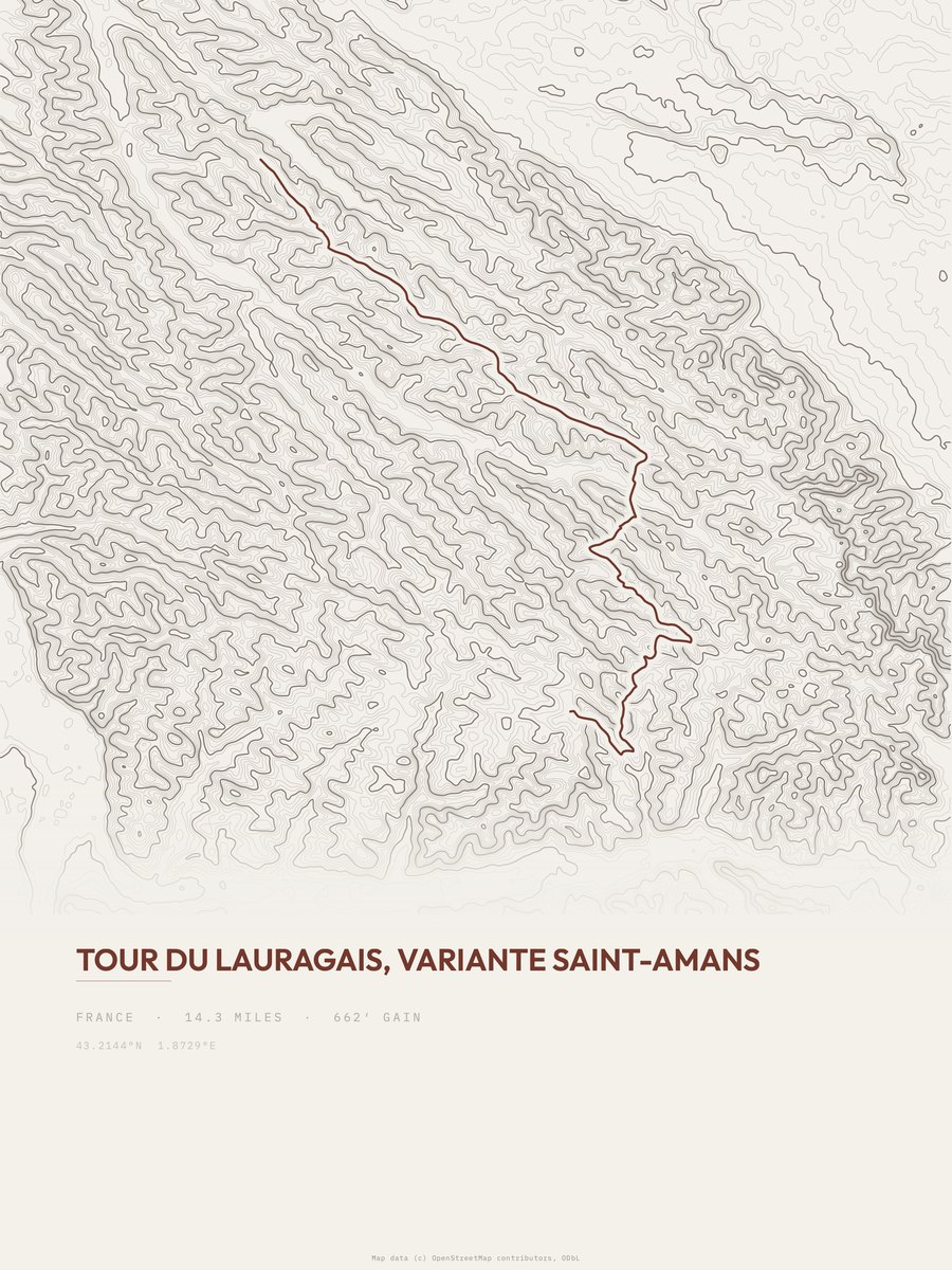 Tour du Lauragais Topographic print