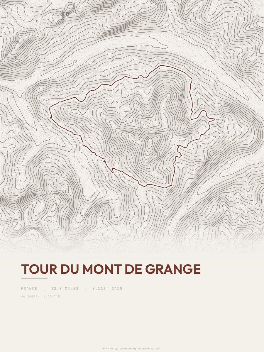 Tour du Mont de Grange Topographic print