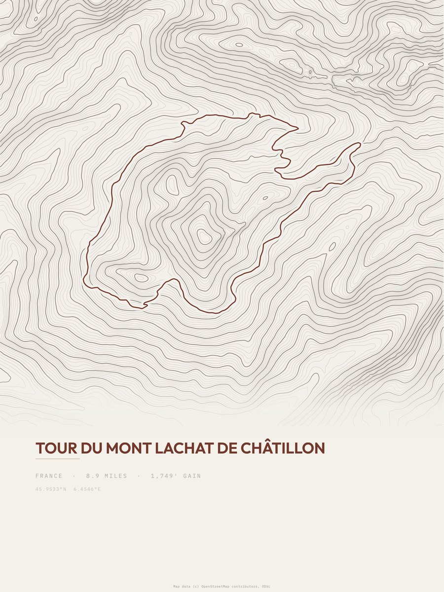 Tour du Mont Lachat de Châtillon Topographic print