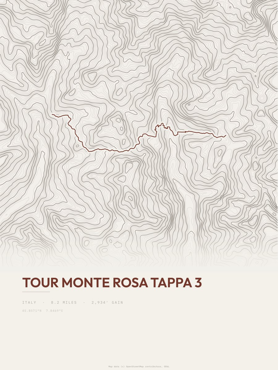 Tour Monte Rosa Topographic print