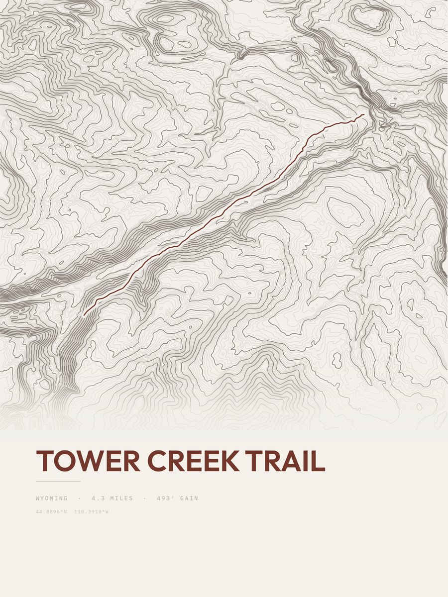 Tower Creek Trail Topographic print