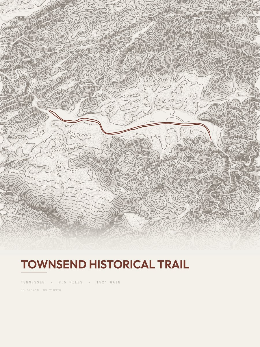 Townsend Historical Trail topographic trail print