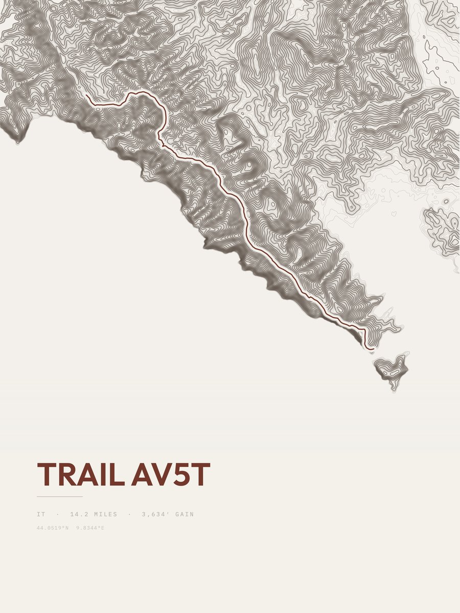 Trail AV5T topographic trail print