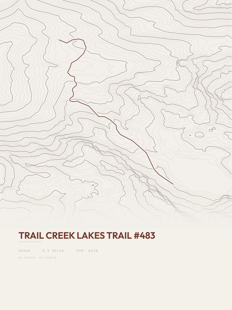 Trail Creek Lakes Trail Topographic print
