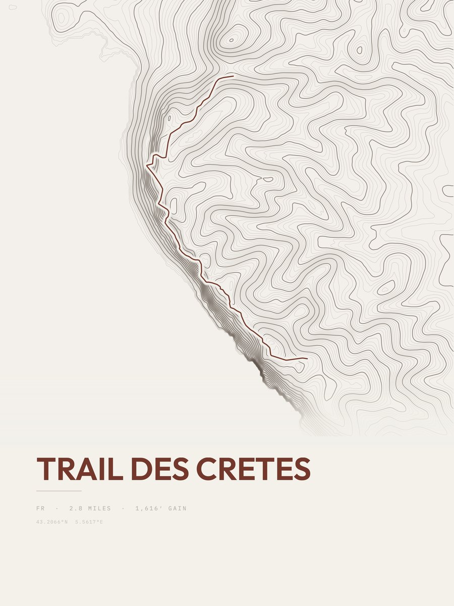 Trail des Cretes Topographic print