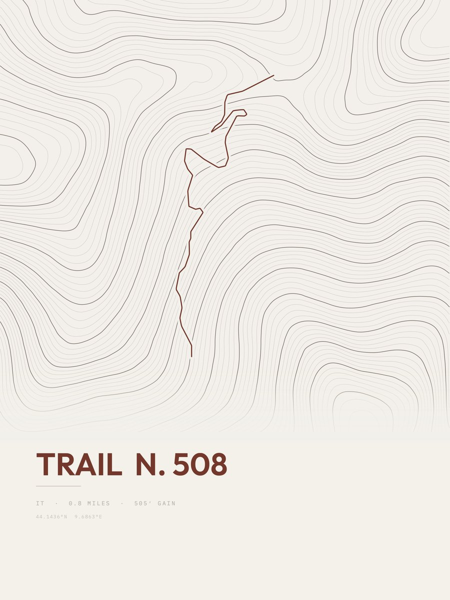 Trail N. 508 topographic trail print