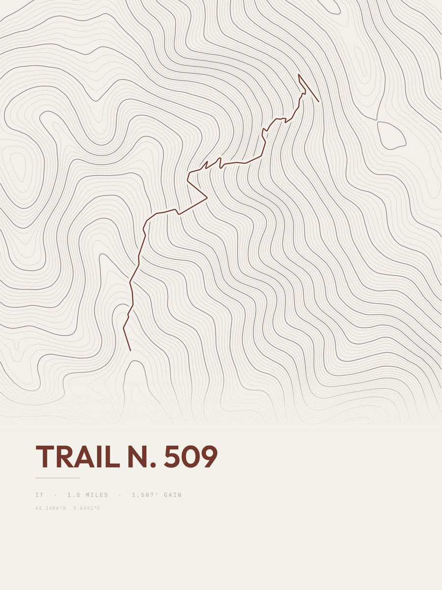 Trail N. 509 topographic trail print