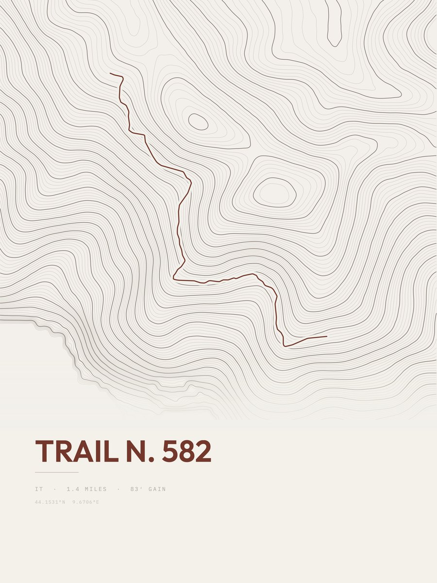 Trail N. 582 topographic trail print